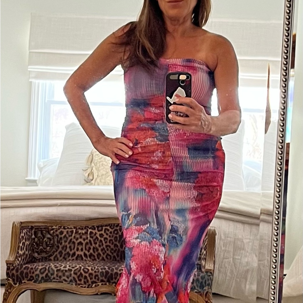 Anthropologie Vibrant Strapless Dress